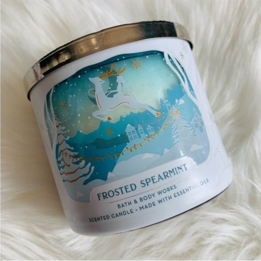 Bath & Body Works Frosted Spearmint re jarred 3 wick candle